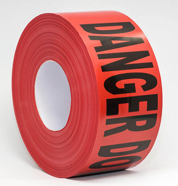 Cleanroom "DANGER DO NOT ENTER" Barrier Tape:. Red, Black Print, No Adhesive, ISO 4 to ISO 6, 3"W, Price Per Roll, WW-4422RE300-P1D