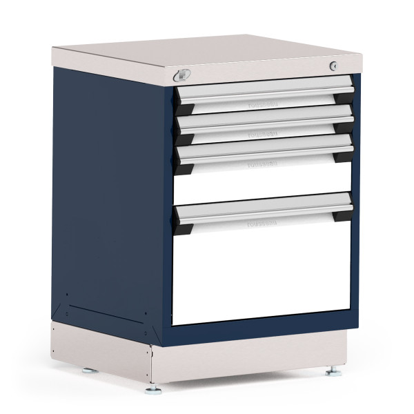 Stationary Cabinets. 24"W x 21"D x 32"H, Stainless Steel Cover, 4 Drawers, Navy, RU-R5XCD-2814: