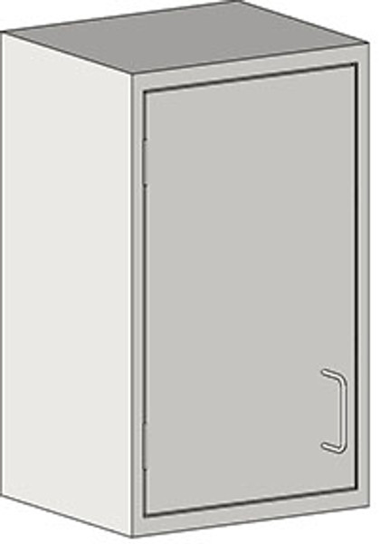 Casework: Upper Lab Wall Case, Type 304 Stainless Steel, Flat Top, Left Swinging Door, Two Shelves, EA-SSC-WCHL