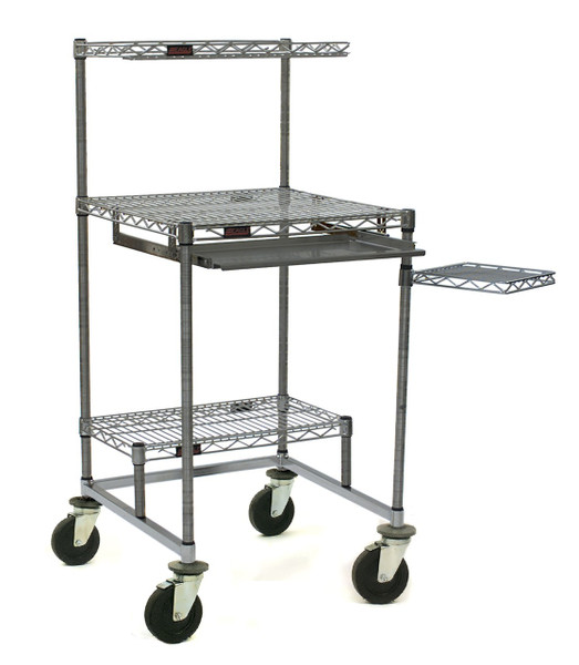 Computer Cart Mouse Shelf: Chrome, 7" x 7",  EA-MS-C