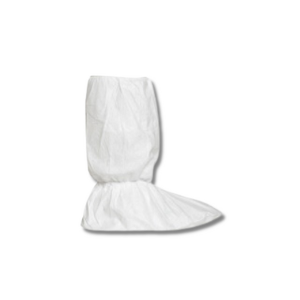 DuPont Tyvek Boot Covers, Elastic At Ankles, PVC Sole, 18"H, Cleanroom, Bulk Packaged, 100 Case, S-XL, DU-IC447SWHxx01000B