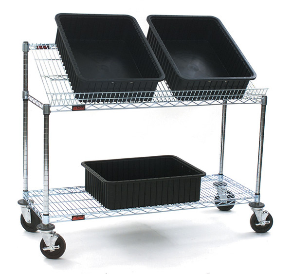 Tote Box Carriers: Casters, Variable Shelf Angle, Zinc, 18"x 48", EA-1848BTZ