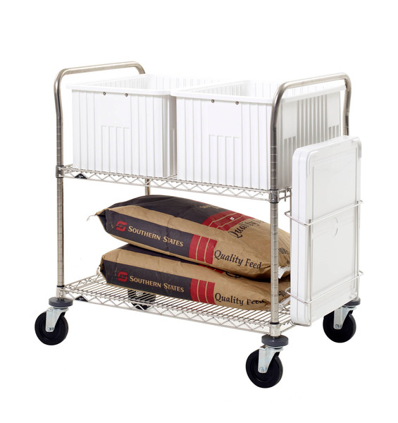 Feed Carts, Metro Wire, Heavy Duty, 2 Tote Capacity(1 Included), 24"X 36", IM-LAR2