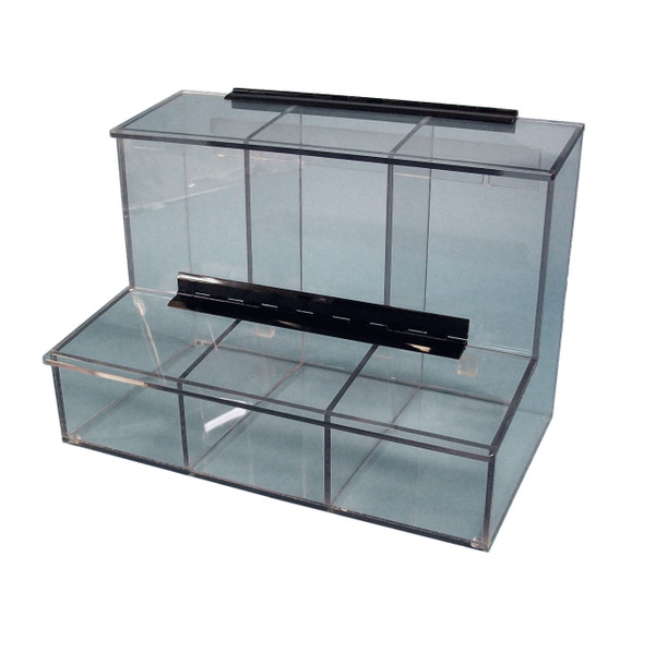 Small Part Dispensers, 17"W x 12"H x 10"D, 3 Compartments, SC-FCD-03-PETG