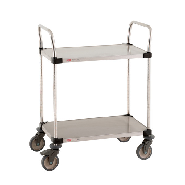 Mobile Utility Carts; 304 Stainless Solid Shelves, Epoxy Coated Corners, Dual Handles, Casters, IM-MWL