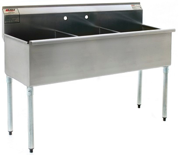 Utility Sinks: Eagle, Three Compartment, No Drain Boards, Type 430 Stainless Steel, Bowl Size 21"W x 18"L x 14"D, EA-2154-3-16/4