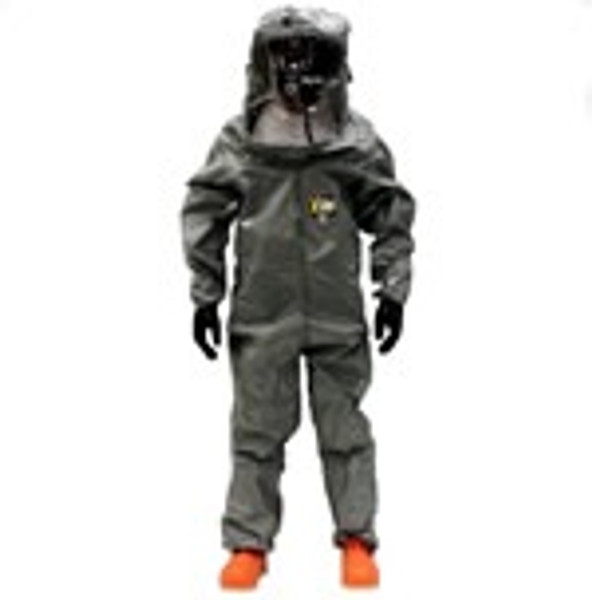 Kappler Zytron 200 Chemical Suits:. Rear Entry, Expanded Back, PVC Visor, Attached Boots, 1 Exhaust Port, Level B, Bound Seams, XS-4XL, 6/Case, KA-Z2B571