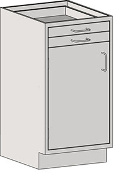 Casework Base Unit, Door/Drawer Combination, 304 Stainless Steel, Left Swinging Door, EA-SSC-HDDLT3