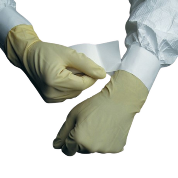 Cuff Sealers:: Cleanroom Tape, Polyethylene, Acrylic Adhesive, Perforated, Peel/Reseal, 3"W x 18 Yards, Priced Per Roll, 12 Rolls/case, White, MN-CSLB-3WH