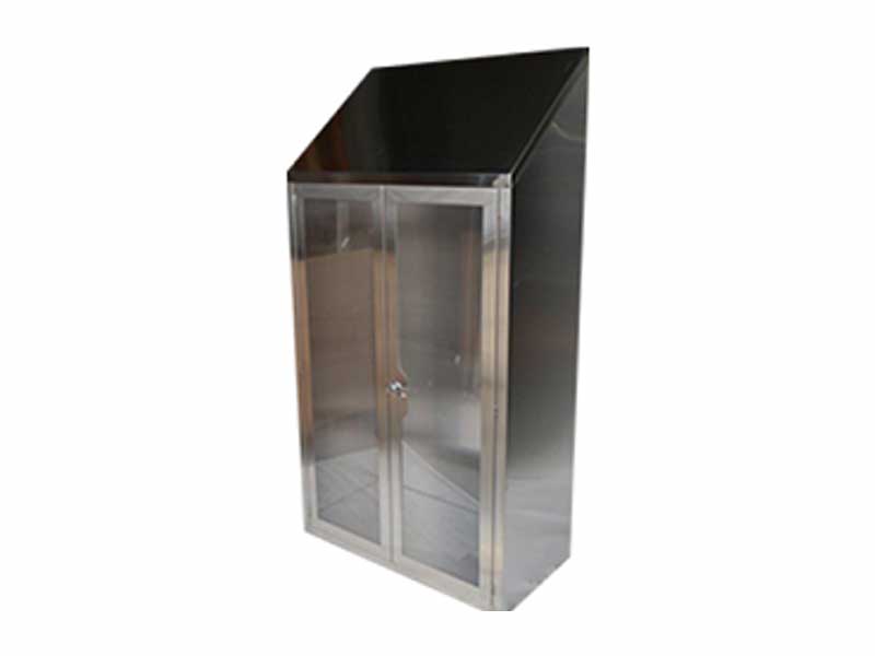 Stainless Steel Instrument Cabinet with Glass Hinged Doors &ndash; 4 Shelf Storage Unit (16" x 36" x 78")